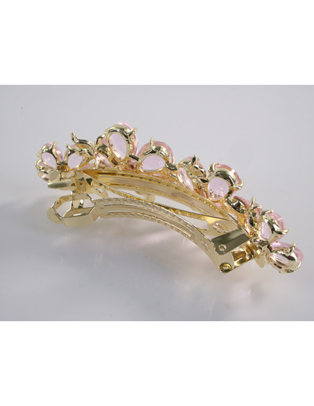 KLAMRA FRANCUSKA DO WŁOSÓW KWIATY Z KAMIENIAMI LOLITA AKCESORIA RÓŻOWY