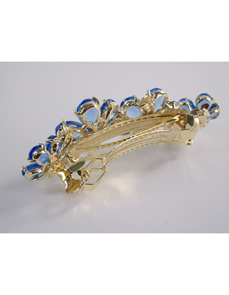 KLAMRA FRANCUSKA DO WŁOSÓW KWIATY Z KAMIENIAMI LOLITA AKCESORIA NIEBIESKI