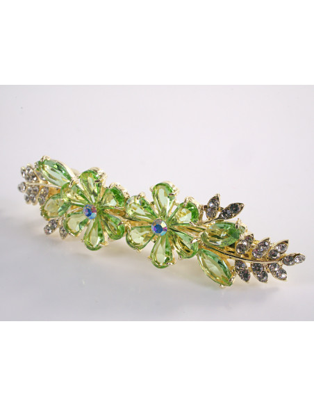 KLAMRA FRANCUSKA DO WŁOSÓW KWIATY Z KAMIENIAMI LOLITA AKCESORIA ZIELONY