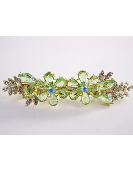 KLAMRA FRANCUSKA DO WŁOSÓW KWIATY Z KAMIENIAMI LOLITA AKCESORIA ZIELONY