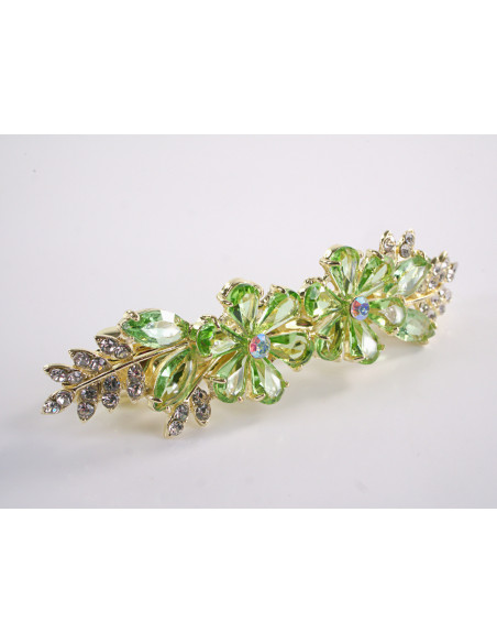 KLAMRA FRANCUSKA DO WŁOSÓW KWIATY Z KAMIENIAMI LOLITA AKCESORIA ZIELONY