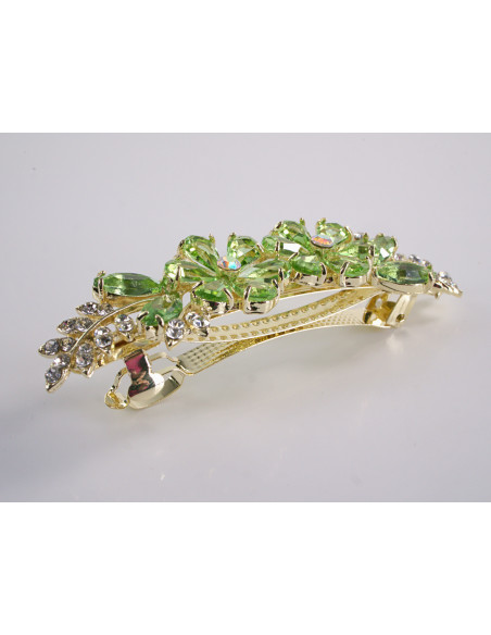 KLAMRA FRANCUSKA DO WŁOSÓW KWIATY Z KAMIENIAMI LOLITA AKCESORIA ZIELONY