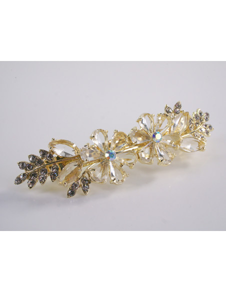 KLAMRA FRANCUSKA DO WŁOSÓW KWIATY Z KAMIENIAMI LOLITA AKCESORIA ECRU