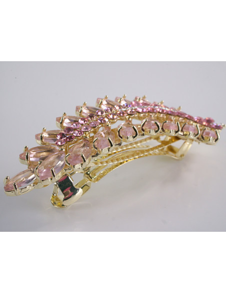 KLAMRA FRANCUSKA DO WŁOSÓW KŁOS Z KAMIENIAMI LOLITA AKCESORIA RÓŻOWY
