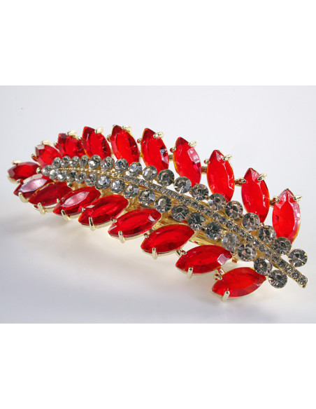 KLAMRA FRANCUSKA DO WŁOSÓW KŁOS Z KAMIENIAMI LOLITA AKCESORIA CZERWONY