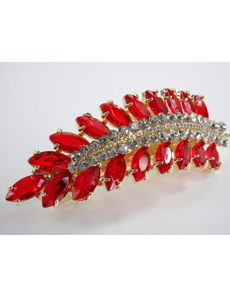 KLAMRA FRANCUSKA DO WŁOSÓW KŁOS Z KAMIENIAMI LOLITA AKCESORIA CZERWONY