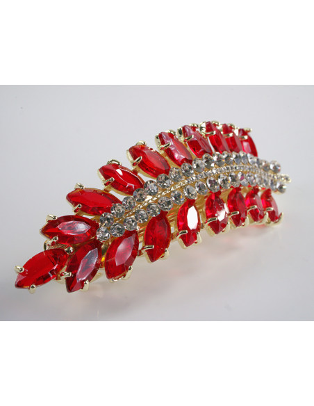 KLAMRA FRANCUSKA DO WŁOSÓW KŁOS Z KAMIENIAMI LOLITA AKCESORIA CZERWONY