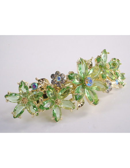 KLAMRA FRANCUSKA DO WŁOSÓW KWIATY Z KAMIENIAMI LOLITA AKCESORIA ZIELONY