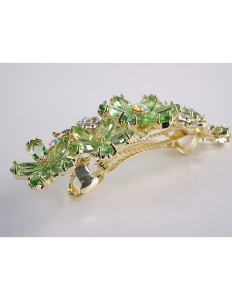 KLAMRA FRANCUSKA DO WŁOSÓW KWIATY Z KAMIENIAMI LOLITA AKCESORIA ZIELONY