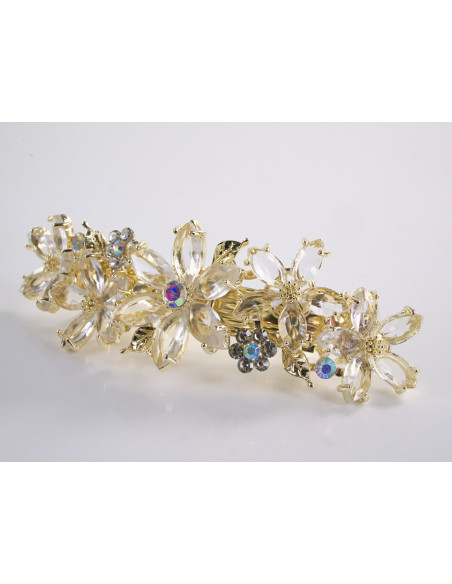 KLAMRA FRANCUSKA DO WŁOSÓW KWIATY Z KAMIENIAMI LOLITA AKCESORIA ECRU
