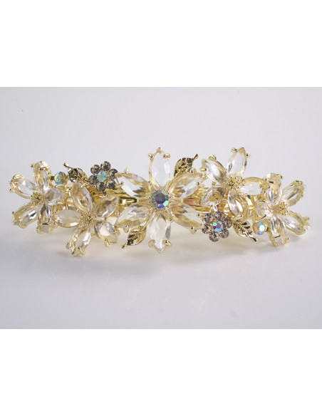 KLAMRA FRANCUSKA DO WŁOSÓW KWIATY Z KAMIENIAMI LOLITA AKCESORIA ECRU