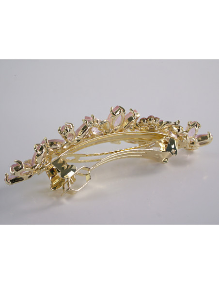 KLAMRA FRANCUSKA DO WŁOSÓW KWIATY Z KAMIENIAMI LOLITA AKCESORIA RÓŻOWY