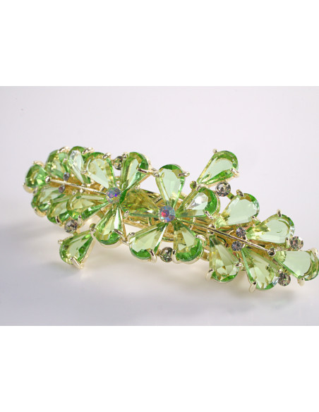 KLAMRA FRANCUSKA DO WŁOSÓW KWIATY Z KAMIENIAMI LOLITA AKCESORIA ZIELONY