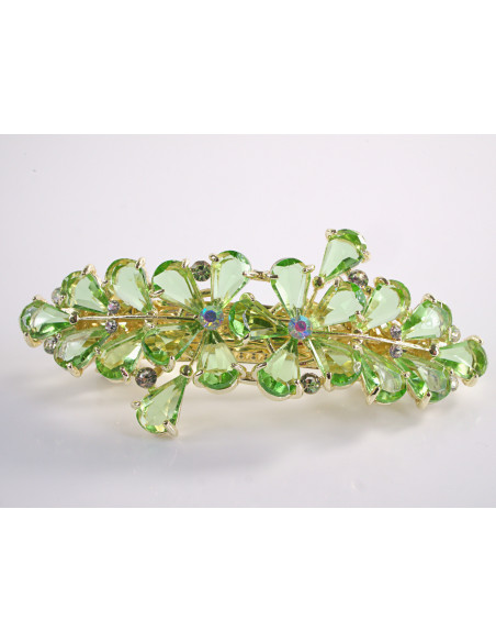 KLAMRA FRANCUSKA DO WŁOSÓW KWIATY Z KAMIENIAMI LOLITA AKCESORIA ZIELONY