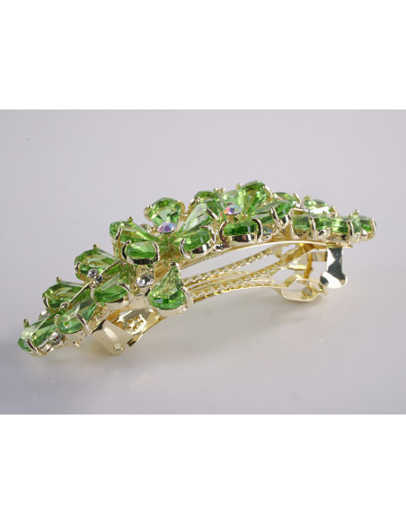 KLAMRA FRANCUSKA DO WŁOSÓW KWIATY Z KAMIENIAMI LOLITA AKCESORIA ZIELONY