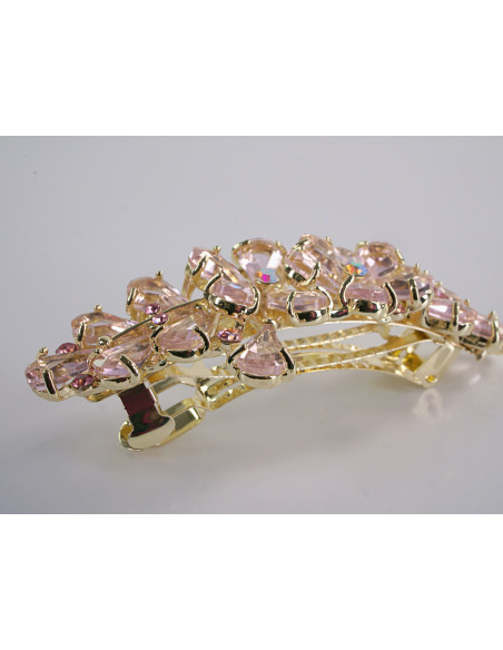 KLAMRA FRANCUSKA DO WŁOSÓW KWIATY Z KAMIENIAMI LOLITA AKCESORIA RÓŻOWY