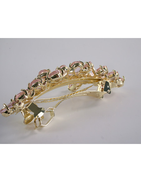 KLAMRA FRANCUSKA DO WŁOSÓW KWIATY Z KAMIENIAMI LOLITA AKCESORIA RÓŻOWY