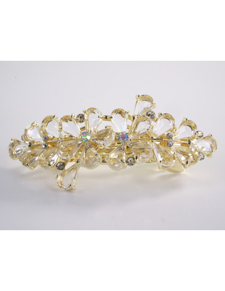 KLAMRA FRANCUSKA DO WŁOSÓW KWIATY Z KAMIENIAMI LOLITA AKCESORIA ECRU