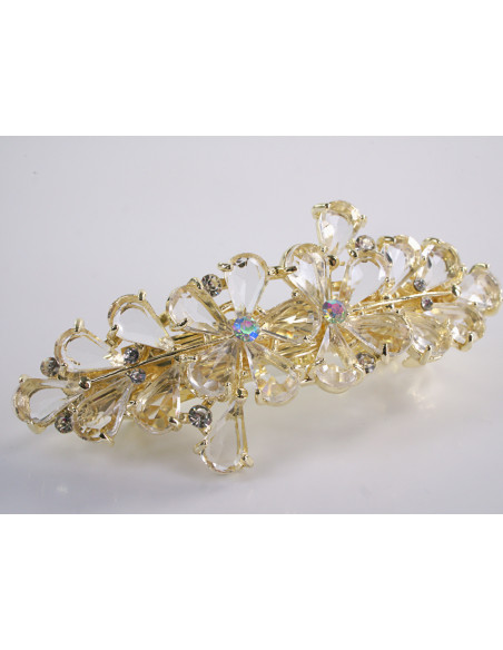 KLAMRA FRANCUSKA DO WŁOSÓW KWIATY Z KAMIENIAMI LOLITA AKCESORIA ECRU