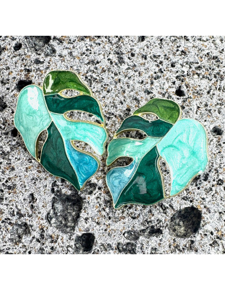 Kolczyki ZIELONE LIŚCIE BOHO Lolita Accessories srebrny sztyft 925