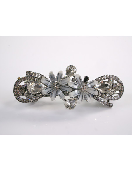 KLAMRA FRANCUSKA DO WŁOSÓW KWIATKI KRYSZTAŁY LOLITA AKCESORIA SZARY