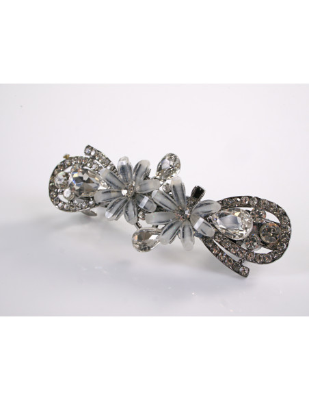 KLAMRA FRANCUSKA DO WŁOSÓW KWIATKI KRYSZTAŁY LOLITA AKCESORIA SZARY