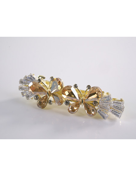 KLAMRA FRANCUSKA DO WŁOSÓW MOTYLKI KRYSZTAŁY LOLITA AKCESORIA ZŁOTY