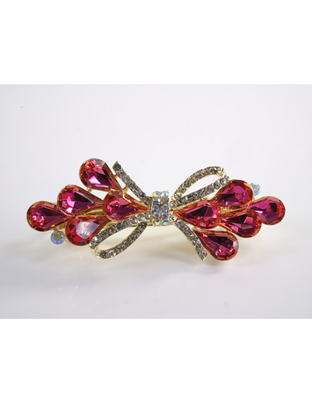 KLAMRA FRANCUSKA DO WŁOSÓW KŁOS KOKARDA KRYSZTAŁY LOLITA AKCESORIA MALINOWY