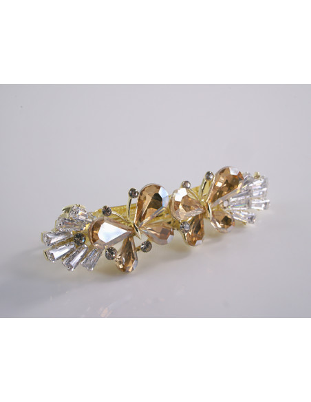 KLAMRA FRANCUSKA DO WŁOSÓW MOTYLKI KRYSZTAŁY LOLITA AKCESORIA ZŁOTY