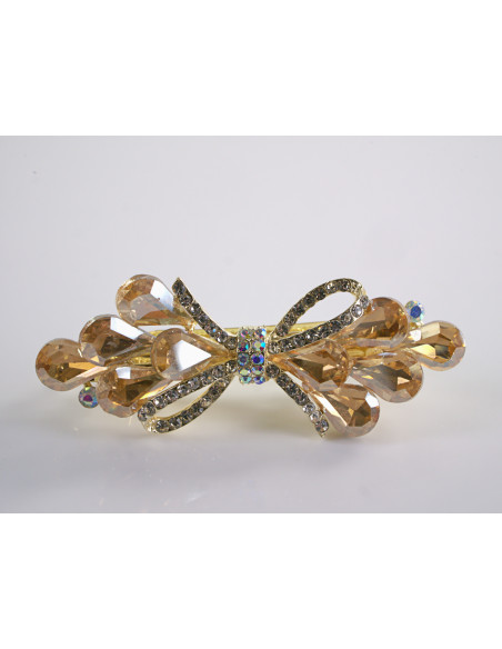 KLAMRA FRANCUSKA DO WŁOSÓW KŁOS KOKARDA KRYSZTAŁY LOLITA AKCESORIA ZŁOTY
