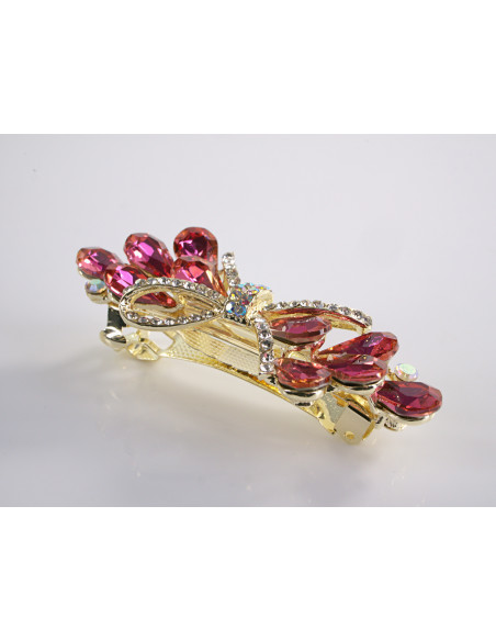 KLAMRA FRANCUSKA DO WŁOSÓW KŁOS KOKARDA KRYSZTAŁY LOLITA AKCESORIA MALINOWY