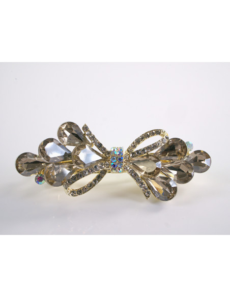 KLAMRA FRANCUSKA DO WŁOSÓW KŁOS KOKARDA KRYSZTAŁY LOLITA AKCESORIA TAUPE