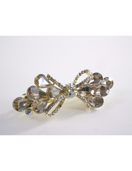 KLAMRA FRANCUSKA DO WŁOSÓW KŁOS KOKARDA KRYSZTAŁY LOLITA AKCESORIA TAUPE