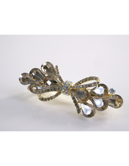 KLAMRA FRANCUSKA DO WŁOSÓW KŁOS KOKARDA KRYSZTAŁY LOLITA AKCESORIA TAUPE