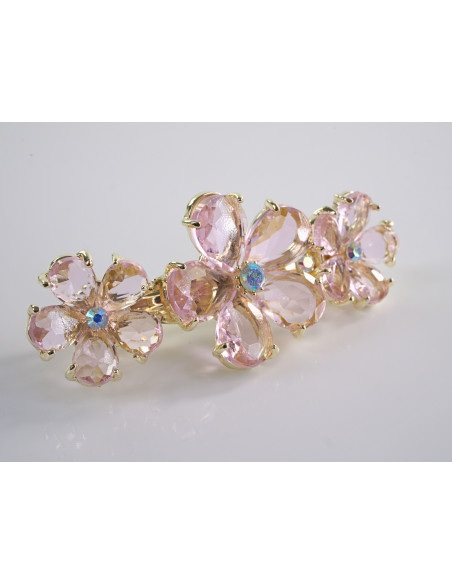 KLAMRA FRANCUSKA DO WŁOSÓW KWIATKI  KRYSZTAŁY LOLITA AKCESORIA RÓŻOWY