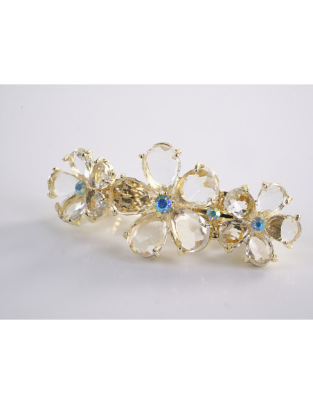 KLAMRA FRANCUSKA DO WŁOSÓW KWIATKI  KRYSZTAŁY LOLITA AKCESORIA ECRU