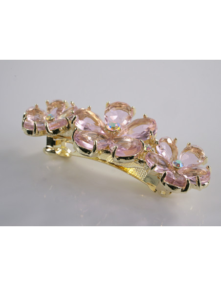 KLAMRA FRANCUSKA DO WŁOSÓW KWIATKI  KRYSZTAŁY LOLITA AKCESORIA RÓŻOWY