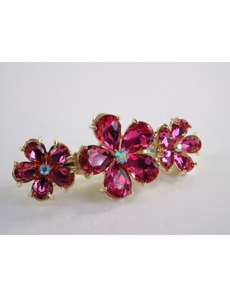 KLAMRA FRANCUSKA DO WŁOSÓW KWIATKI KRYSZTAŁ LOLITA AKCESORIA RÓŻOWY MAGENTA