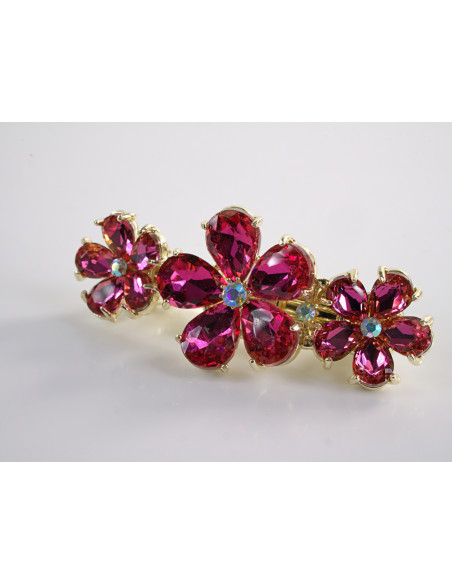 KLAMRA FRANCUSKA DO WŁOSÓW KWIATKI KRYSZTAŁ LOLITA AKCESORIA RÓŻOWY MAGENTA