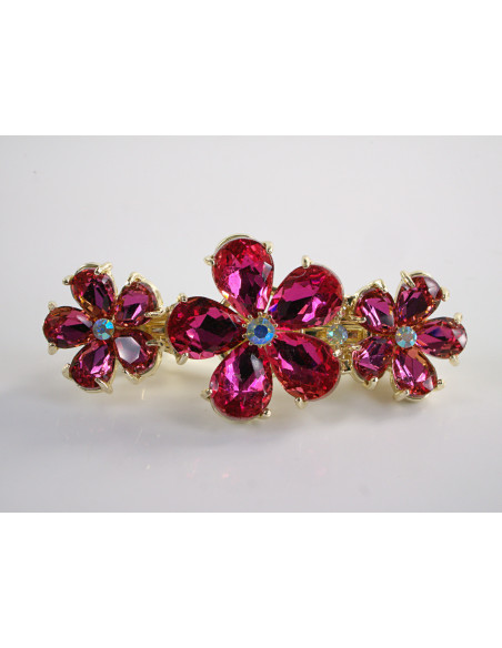 KLAMRA FRANCUSKA DO WŁOSÓW KWIATKI KRYSZTAŁ LOLITA AKCESORIA RÓŻOWY MAGENTA