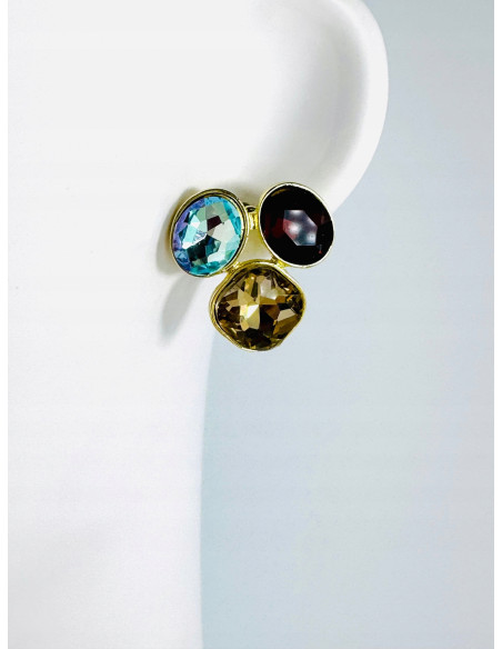 Kolczyki POZŁACANE Z KAMIENIAMI Lolita Accessories srebrny sztyft 925