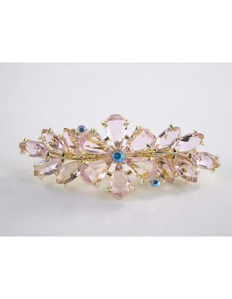 KLAMRA FRANCUSKA DO WŁOSÓW KWIATKI  KRYSZTAŁY LOLITA AKCESORIA RÓŻOWY