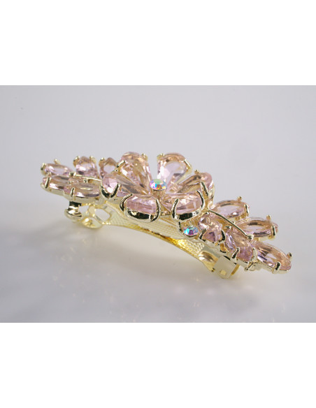 KLAMRA FRANCUSKA DO WŁOSÓW KWIATKI  KRYSZTAŁY LOLITA AKCESORIA RÓŻOWY