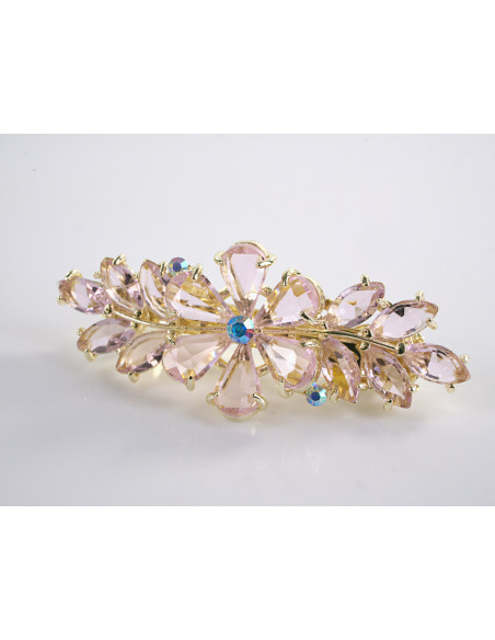 KLAMRA FRANCUSKA DO WŁOSÓW KWIATKI  KRYSZTAŁY LOLITA AKCESORIA RÓŻOWY