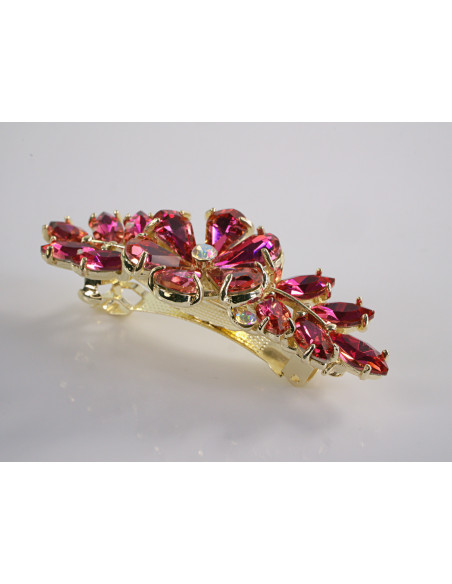 KLAMRA FRANCUSKA DO WŁOSÓW KWIATKI  KRYSZTAŁY LOLITA AKCESORIA MAGENTA