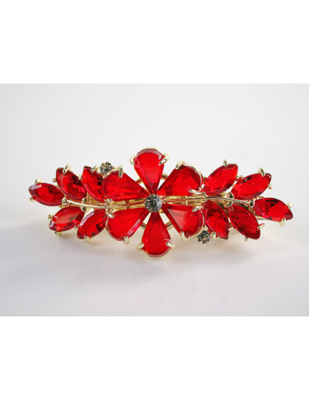 KLAMRA FRANCUSKA DO WŁOSÓW KWIATKI  KRYSZTAŁY LOLITA AKCESORIA CZERWONY