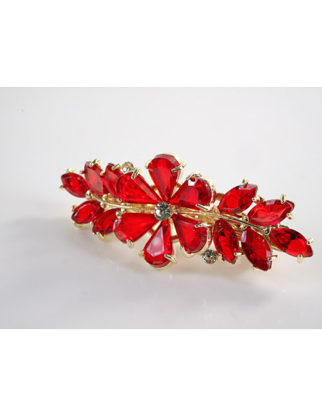 KLAMRA FRANCUSKA DO WŁOSÓW KWIATKI  KRYSZTAŁY LOLITA AKCESORIA CZERWONY