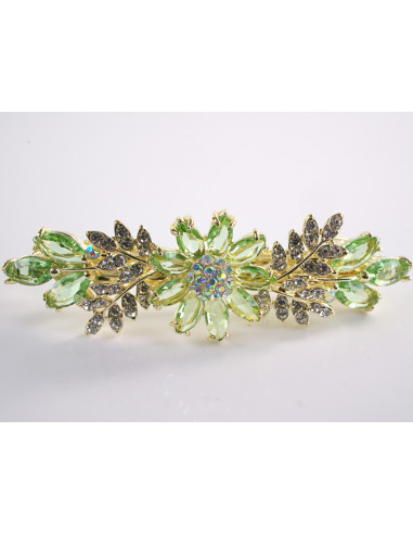 KLAMRA FRANCUSKA DO WŁOSÓW  ZIELONE KWIATY...