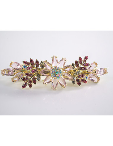 KLAMRA FRANCUSKA DO WŁOSÓW RÓŻOWE  KWIATY...