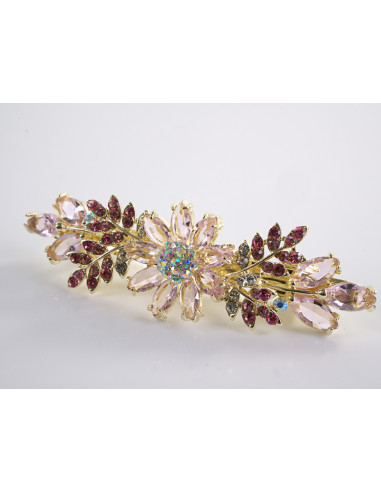 KLAMRA FRANCUSKA DO WŁOSÓW RÓŻOWE  KWIATY...